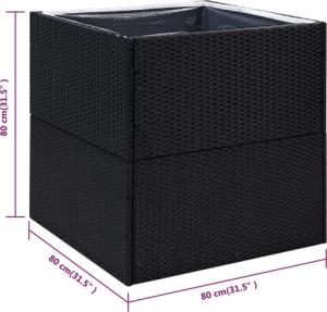 vidaXL Donica ogrodowa, czarna, 80x80x80 cm, rattan PE 6