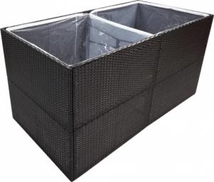 vidaXL Donica ogrodowa, czarna, 157x80x80 cm, rattan PE 3