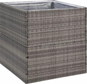 vidaXL Donica ogrodowa, szara, 80x80x80 cm, rattan PE 2