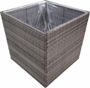vidaXL Donica ogrodowa, szara, 80x80x80 cm, rattan PE 3