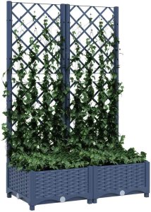 vidaXL Donica ogrodowa z kratką, ciemnoszara, 80x40x121,5 cm, PP 3