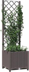 vidaXL Donica ogrodowa z kratką, brązowa, 40x40x136 cm, PP 3