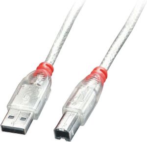 Kabel USB Lindy USB-A - USB-B 2 m Przezroczysty (41753) 1