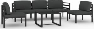vidaXL 6-cz. zestaw mebli ogrodowych, poduszki, aluminium, antracyt 2
