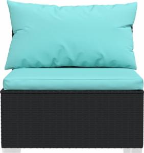 vidaXL 7-cz. zestaw wypoczynkowy do ogrodu, poduszki, czarny rattan PE 4