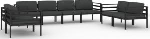 vidaXL 8-cz. zestaw mebli ogrodowych, poduszki, aluminium, antracyt 2