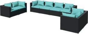vidaXL 8-cz. zestaw wypoczynkowy do ogrodu, poduszki, czarny rattan PE 2