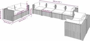 vidaXL 8-cz. zestaw wypoczynkowy do ogrodu, poduszki, czarny rattan PE 7