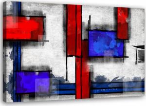 Feeby OBRAZ PŁÓTNO Abstrakcja Niebiesko Czerwona 120x80 1