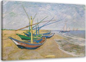 Feeby OBRAZ Łodzie rybackie na plaży Vvan Gogh 40x60 1