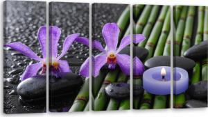 Feeby OBRAZ TRYPTYK Bambus Kwiaty Zen Świeca 100x40 1