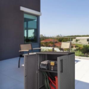 Szafa ogrodowa vidaXL vidaXL Szafka ogrodowa, czarno-szara, 68x37x84 cm, PP 2