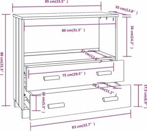 vidaXL Regał, biały, 85x35x80 cm, drewno sosnowe 8