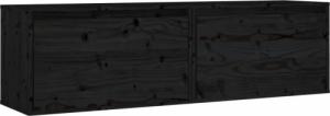 vidaXL vidaXL Szafki ścienne, 2 szt., czarne, 60x30x35 cm, drewno sosnowe 1