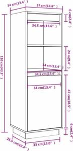 vidaXL Regał, biały, 37x34x110 cm, lite drewno sosnowe 8