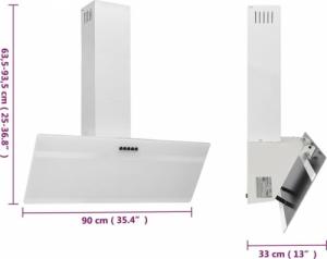 Okap vidaXL vidaXL Ścienny okap kuchenny, 90 cm, stal i hartowane szkło, biały 9