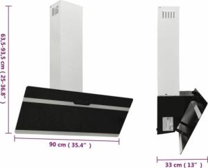Okap vidaXL vidaXL Ścienny okap kuchenny, 90 cm, stal i hartowane szkło, czarny 9