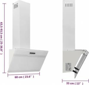Okap vidaXL vidaXL Ścienny okap kuchenny, 60 cm, stal i hartowane szkło, biały 10