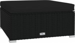 vidaXL vidaXL Podnóżek ogrodowy, z poduszką, 70x70x30 cm, polirattan, czarny 2