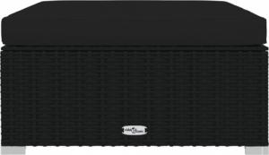 vidaXL vidaXL Podnóżek ogrodowy, z poduszką, 70x70x30 cm, polirattan, czarny 3