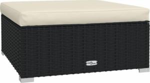 vidaXL vidaXL Podnóżek ogrodowy, z poduszką, 70x70x30 cm, polirattan, czarny 2