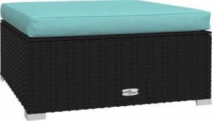 vidaXL vidaXL Podnóżek ogrodowy z poduszką, czarny, 70x70x30 cm, polirattan 2
