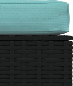 vidaXL vidaXL Podnóżek ogrodowy z poduszką, czarny, 70x70x30 cm, polirattan 4