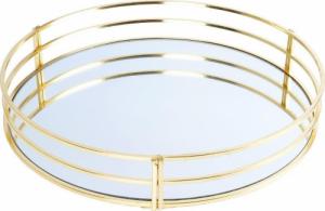 Vilde Taca na świece lustrzana okrągła podstawka pod świeczki patera złota metalowa glamour 30 cm 1