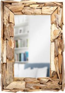 Lustro Vilde Lustro prostokątne w naturalnej drewnianej ramie wiszące ścienne łazienkowe do salonu 69x48,5 cm 1