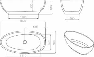 Wanna Mexen Mexen Bilbao wanna wolnostojąca 180 x 90 cm biała - 51311809000 2