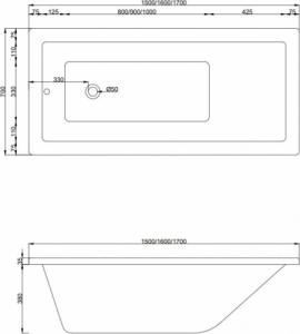 Wanna Mexen Mexen Cubik wanna prostokątna 150 x 70 cm z obudową, biała - 55031507000X 5