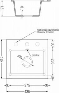 Zlewozmywak Mexen Milo  granitowy 1-komorowy 435 x 410 mm, beżowy - 6505441000-69 3