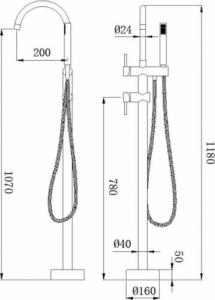 Bateria wannowa Mexen Mexen Alma wolnostojąca bateria wannowa złota - 75033-50 2