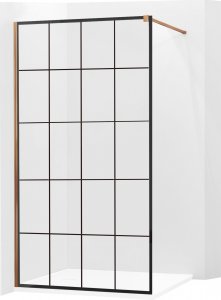 Mexen Mexen Kioto ścianka prysznicowa 90 x 200 cm, transparent/czarny wzór 8 mm, różowe złoto - 800-090-101-60-77 1