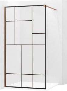 Mexen Mexen Kioto ścianka prysznicowa 90 x 200 cm, transparent/czarny wzór 8 mm, różowe złoto - 800-090-101-60-78 1