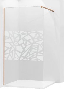 Mexen Mexen Kioto ścianka prysznicowa 90 x 200 cm, transparent/biały wzór 8 mm, różowe złoto - 800-090-101-60-85 1