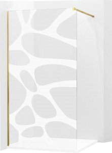 Mexen Mexen Kioto ścianka prysznicowa 90 x 200 cm, transparent/biały wzór 8 mm, różowe złoto - 800-090-101-60-97 1