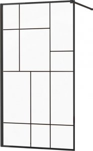Mexen Mexen Kioto ścianka prysznicowa 90 x 200 cm, transparent/czarny wzór 8 mm, czarny - 800-090-101-70-78 1