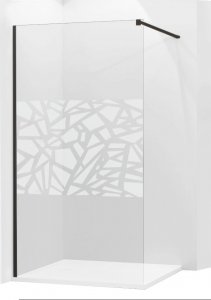 Mexen Mexen Kioto ścianka prysznicowa 90 x 200 cm, transparent/biały wzór 8 mm, czarny - 800-090-101-70-85 1