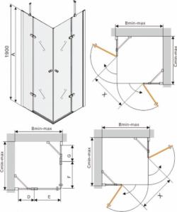 Mexen Mexen Roma Duo kabina prysznicowa uchylna 70 x 70 cm, transparent, złoty + brodzik Flat - 854-070-070-50-02-4010G 7