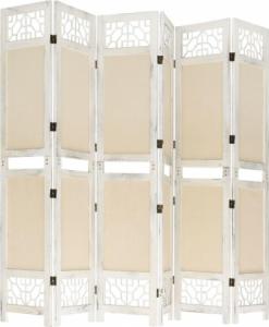 vidaXL Parawan 6-panelowy, kremowy, 210 x 165 cm, tkanina 4