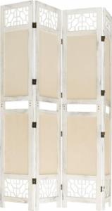 vidaXL 338559 4-Panel Room Divider Cream 140x165 cm Fabric 4