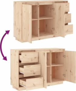 vidaXL Szafka, 111x34x75 cm, lite drewno sosnowe 5