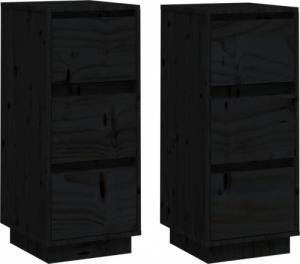 vidaXL Szafki boczne, 2 szt., czarne, 32x34x75 cm, lite drewno sosnowe 2