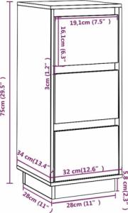 vidaXL Szafki boczne, 2 szt., czarne, 32x34x75 cm, lite drewno sosnowe 8