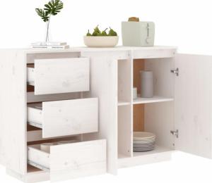 vidaXL Szafka, biała, 111x34x75 cm, lite drewno sosnowe 4