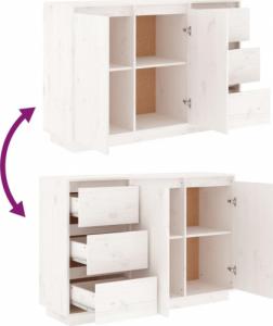 vidaXL Szafka, biała, 111x34x75 cm, lite drewno sosnowe 5