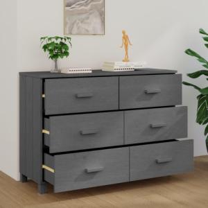 vidaXL Komoda, ciemnoszara, 113x40x80 cm, lite drewno sosnowe 3
