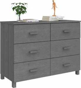 vidaXL Komoda, ciemnoszara, 113x40x80 cm, lite drewno sosnowe 4