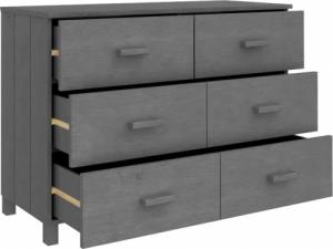 vidaXL Komoda, ciemnoszara, 113x40x80 cm, lite drewno sosnowe 7